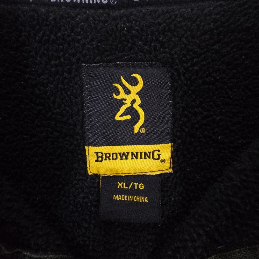 Browning Fleece Jacket Mens XL Olive Green Sherpa Lined Full Zip Outdoor Hunting